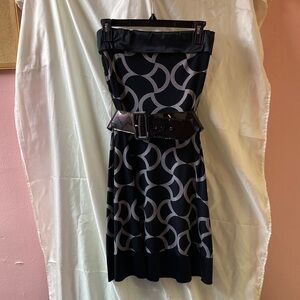 Retro Pinup-esque Black and White Strapless Dress